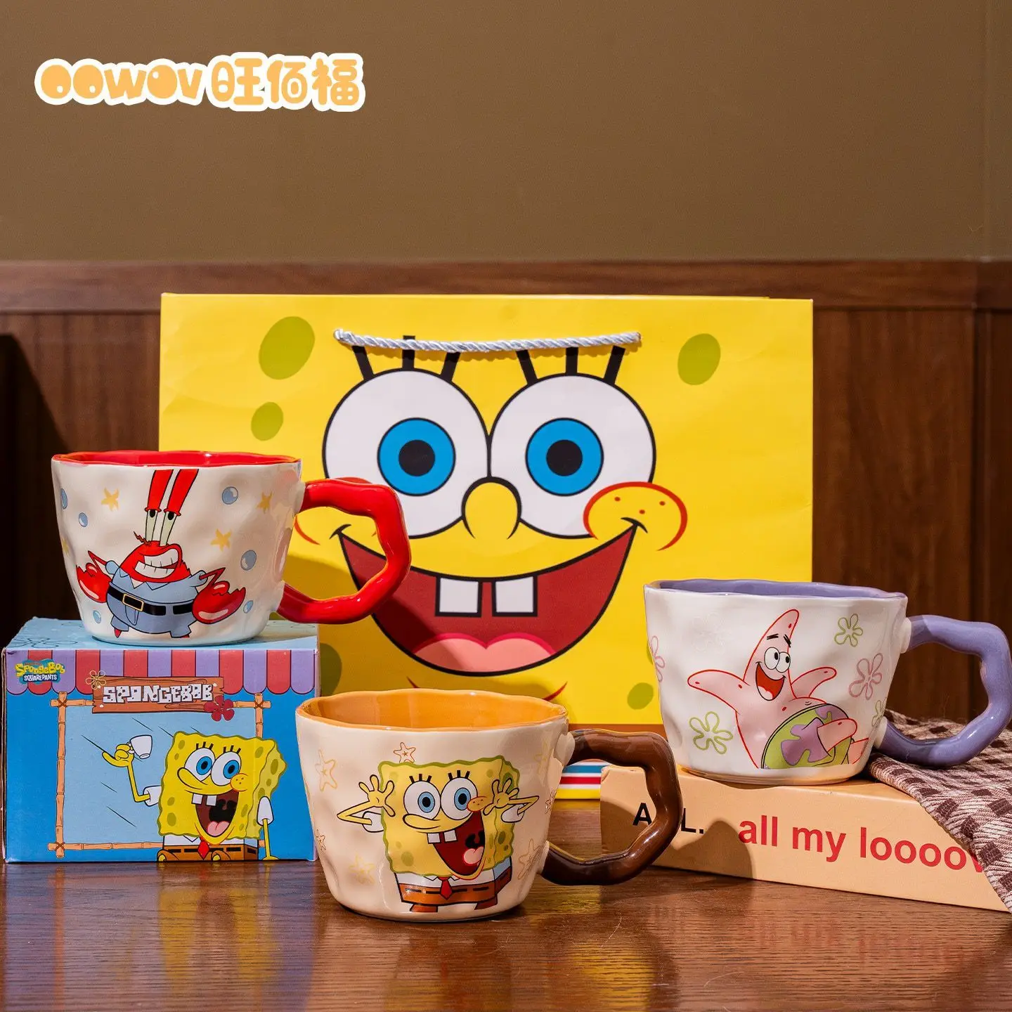 Niedliche SpongeBob Cartoon Keramiktasse Neuerscheinung Hochwertige Trinkbecher für Zuhause Kaffee 520 Valentinstag Geschenk