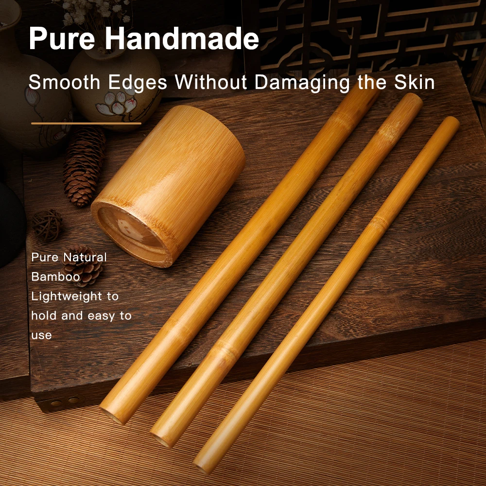 Natural Bamboo Massage Stick Wood Therapy Massage Sticks Kit for Body Spa Gouache Back Acupuncture Physiotherapy Accessories