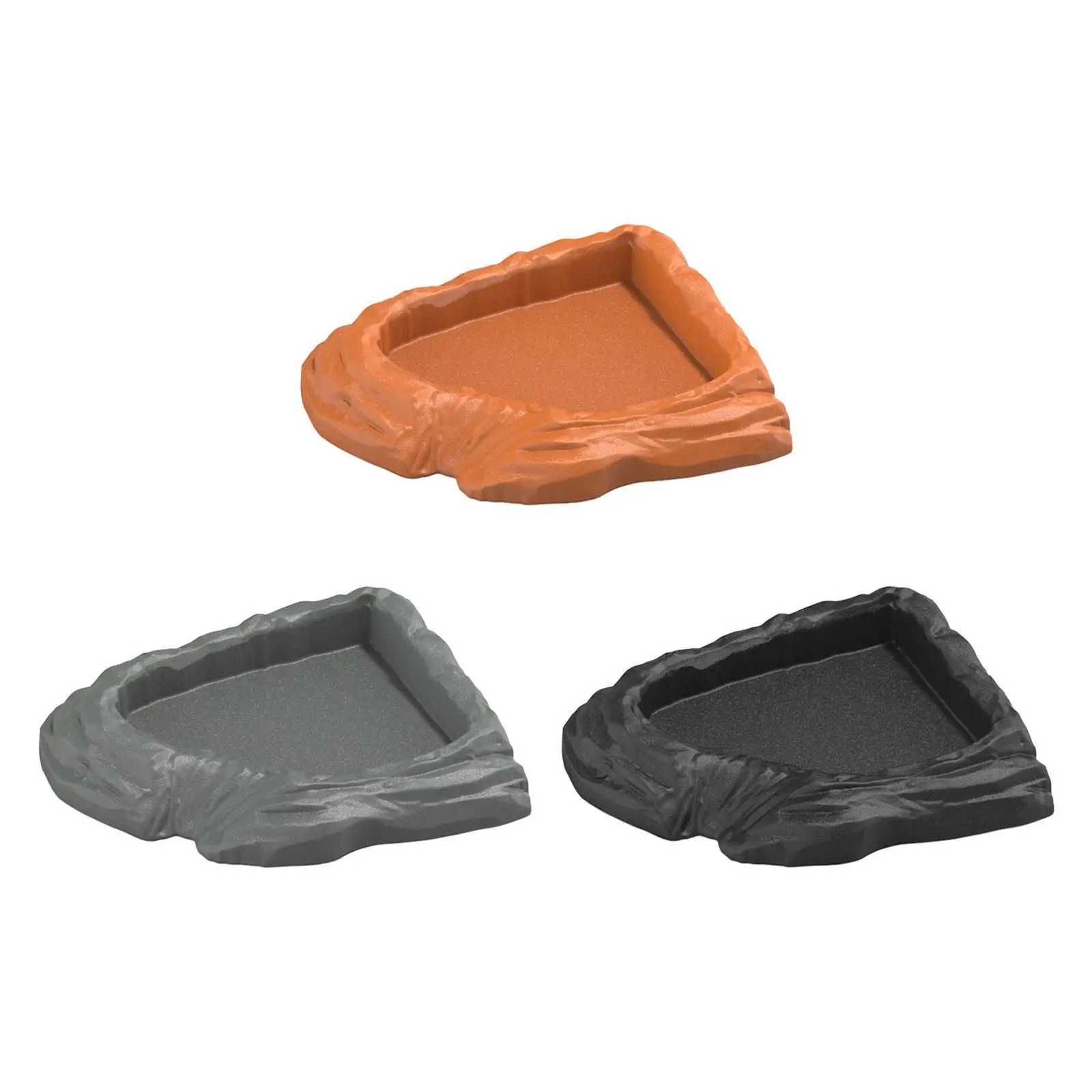 Reptile Water Dish Reptile Bathing Pool Sturdy Realistic Stone Texture Drinking Bowl Tortoise Water Plate for Frogs Turtle