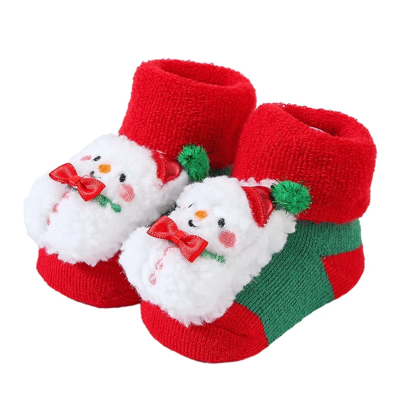 Kids Baby Non-skid Socks  Cotton Santa Claus Christmas Gifts Plush Cartoon Boys Girls  Toddler Socks