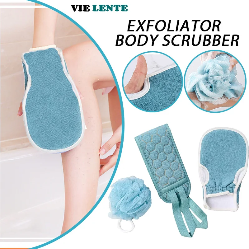 3 teile/satz Bad Handtuch Körper Wäscher Peeling Handschuhe Zurück Wäscher 3 in 1 Bad Pinsel Handtuch Schleifen Tiefen Reinigung Körper set