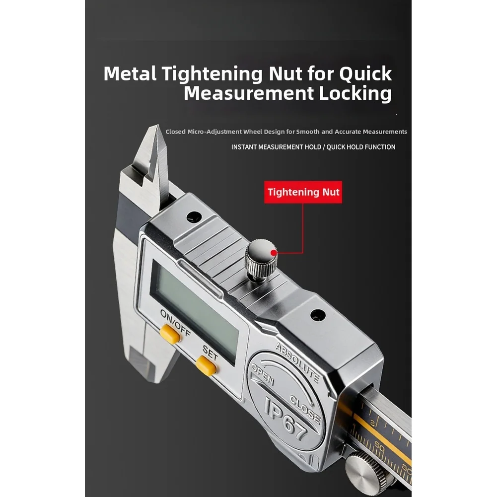 

Digital Vernier Caliper IP67 Waterproof Stainless Steel 235x8mm with 0.01mm Accuracy Large LED Display and mm in Unit Conversion