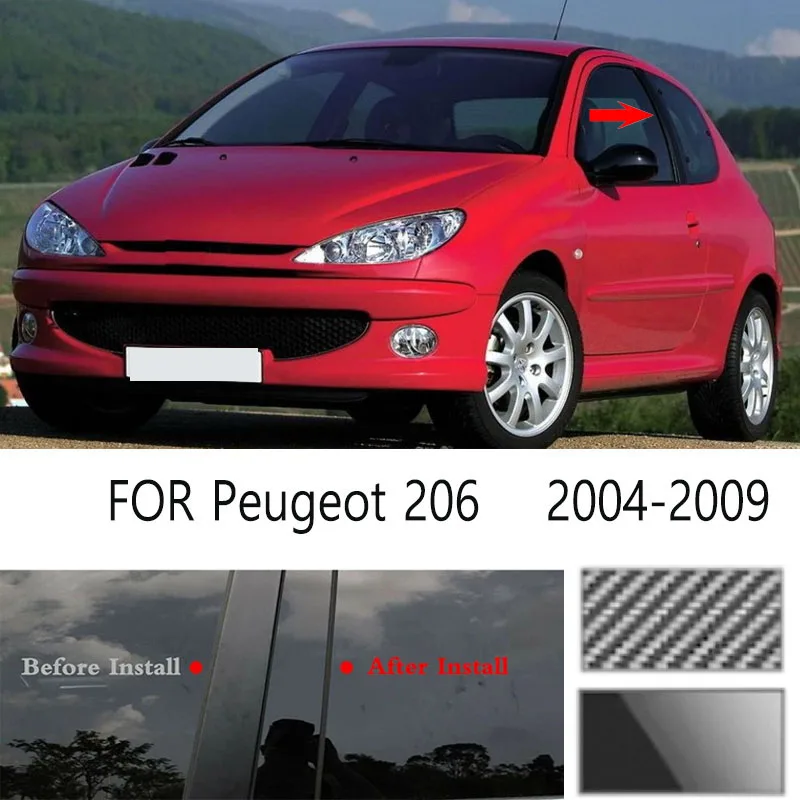 

For Peugeot 206 2004-2009 Glossy Black Window Door Column B C Pillar Post Cover Trim Auto Sticker Styling