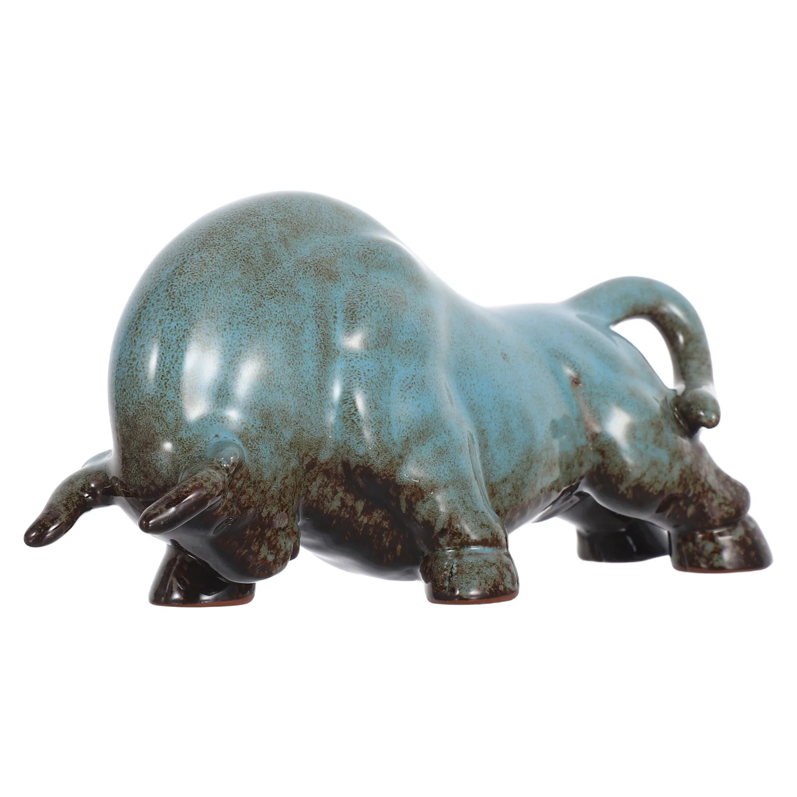 

Bull Feng Shui Decor Ceramic Ox Tea Pet Statue for Desk Home Office Traditional Modern Prosperity Charm Bull Figurine
