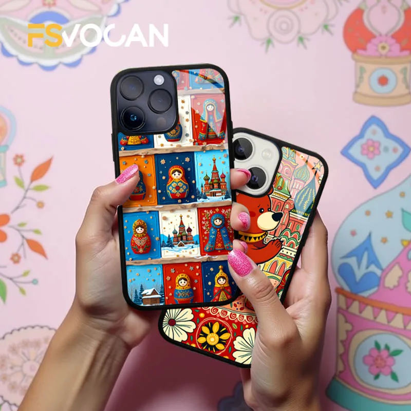 Russian Allure For iPhone 17 16 15 14 13 12 11 18 Pro Max A Playful Bear Ornate Domes and Matryoshka Dolls in Artistic Fusion