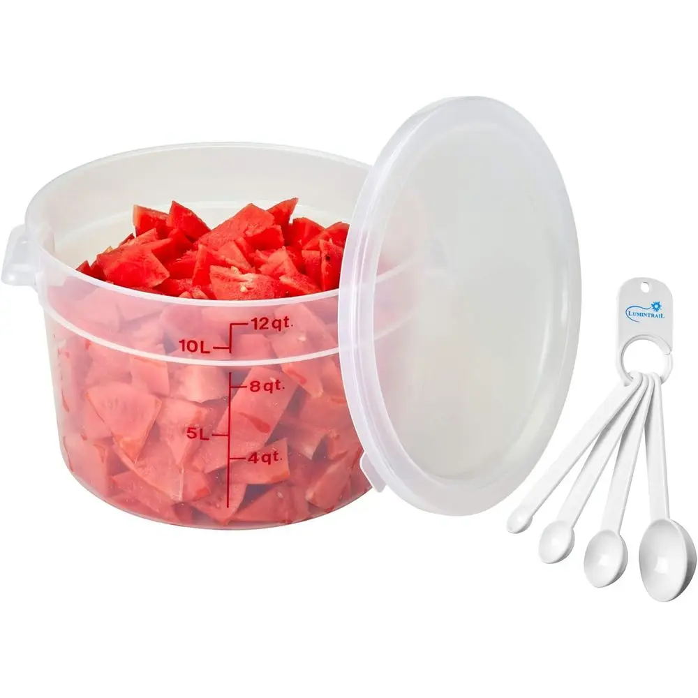 

Контейнер для хранения продуктов круглой формы, 12 кварт, с крышкой и набором мерных ложек в комплекте