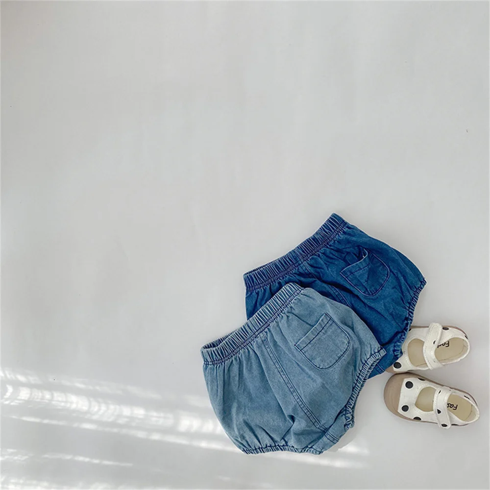 Summer Baby Girl Denim Bloomer Cute Pockets Boy Cotton Shorts Toddler Kids Soft Breathable Diaper Cover Child Short Jeans Pants