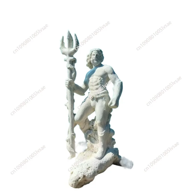 Fish Tank Character Shaped Stone Statue Decoration Poseidon Sea God Statue Underwater King Stone Statue Handmade Craft Landscape