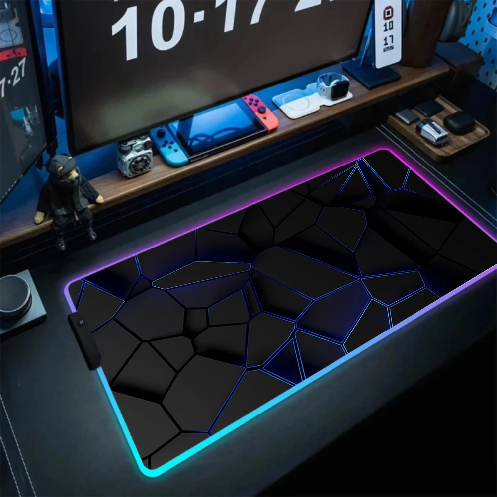 With Backlight Geometry LED Computer Mouse Pad 1000x500mm Gaming Mousepad Kawaii Office Rug RGB Shine Large Colorful Desk Mat