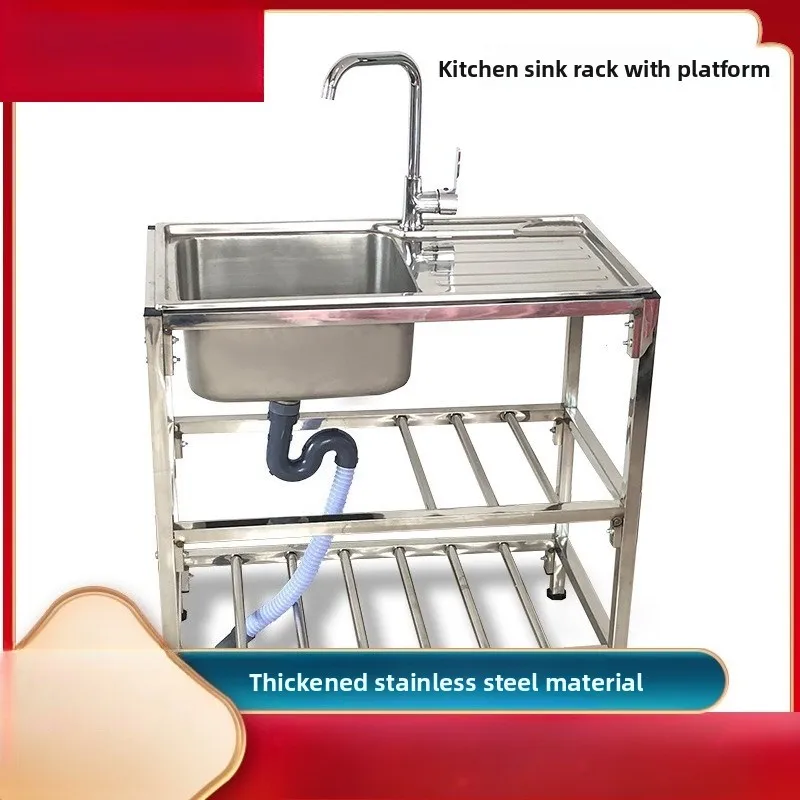 Washing Vegetables Dishes Face Hands and Countertop Use Stainless Steel Kitchen Sink Rack Dual Basin with Drainboard Stand