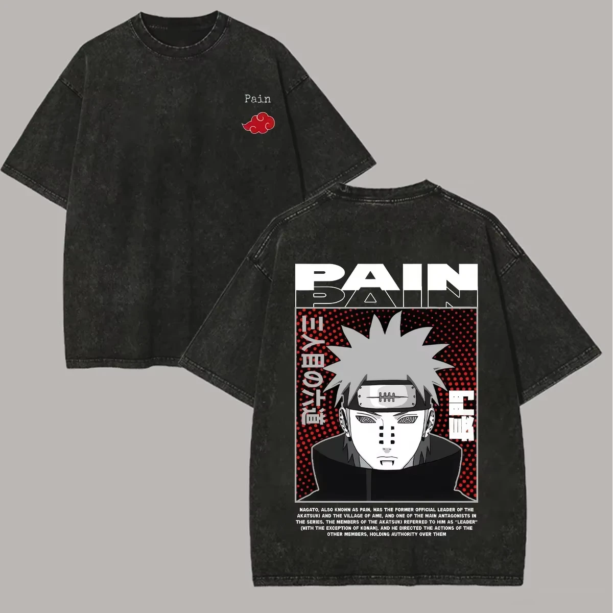 

Pain Akatsuki T Shirt Naruto Anime Vintage Acid Wash Streetwear Retro Graphic Men Tees Cotton Top Nagato Clothing