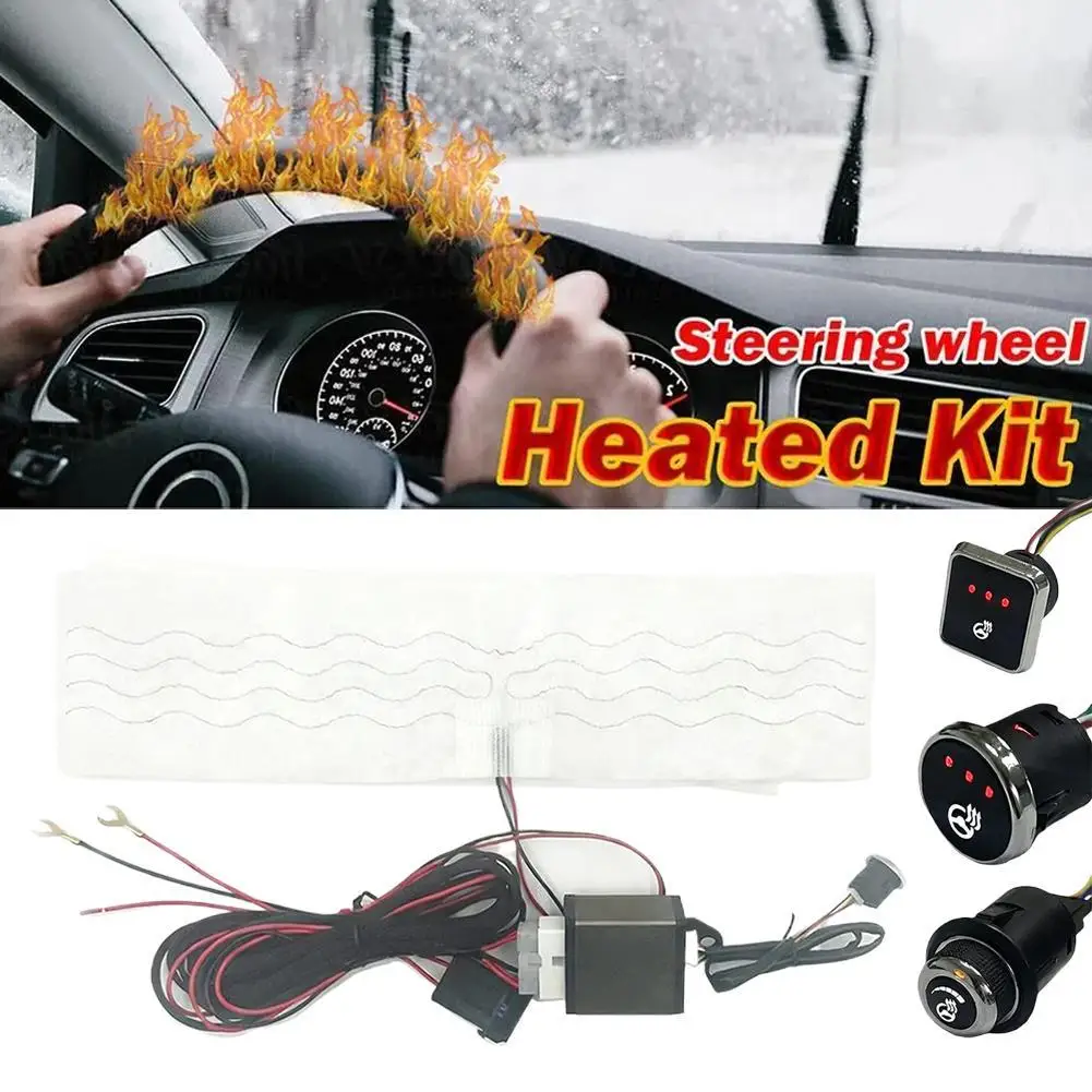 Universal Car Heated Steering Wheel Cover Heater DIY Kit Pad Winter With Switch Hand Warmer 12V Thermal Accessories
