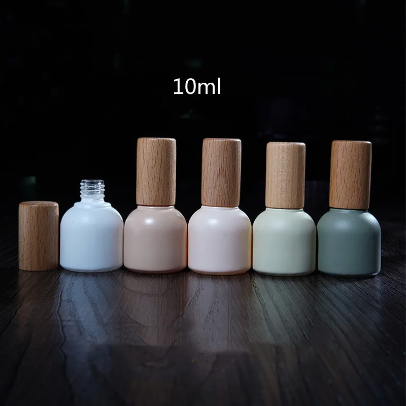 10/30/50pcs 10ml Morandi Glass Perfume Bottle Roll -On /Spray Bottle Wood Cap Essential Oil Bottle Cosmetic Container Travel