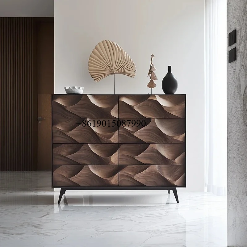 

Medieval high-grade solid wood walnut chest of drawers, bedroom storage, bedside cabinet, living room wall storage chest