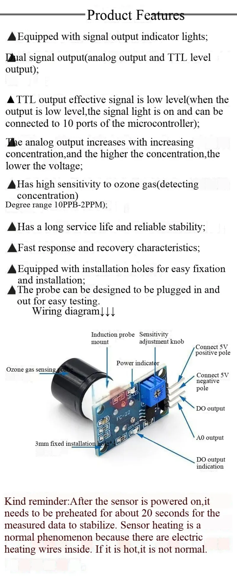 MQ-131 Modul Ozon-Gasdetektion Ozon-Sensormodul Luftqualitätsdetektion – Detail 4