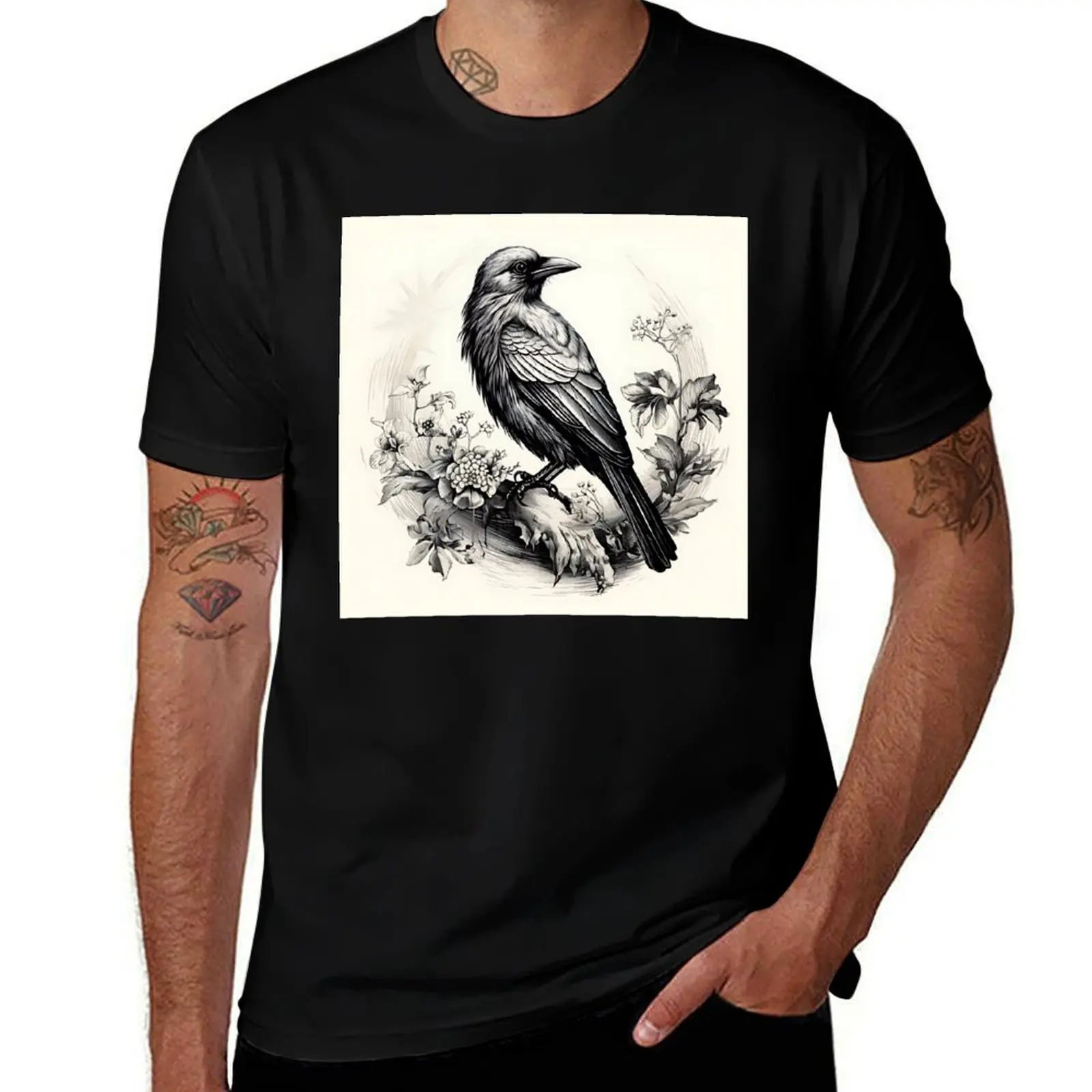 

Intricate wild bird engraving – timeless nature artistry. T-Shirt baggy shirts plain boys whites men clothing