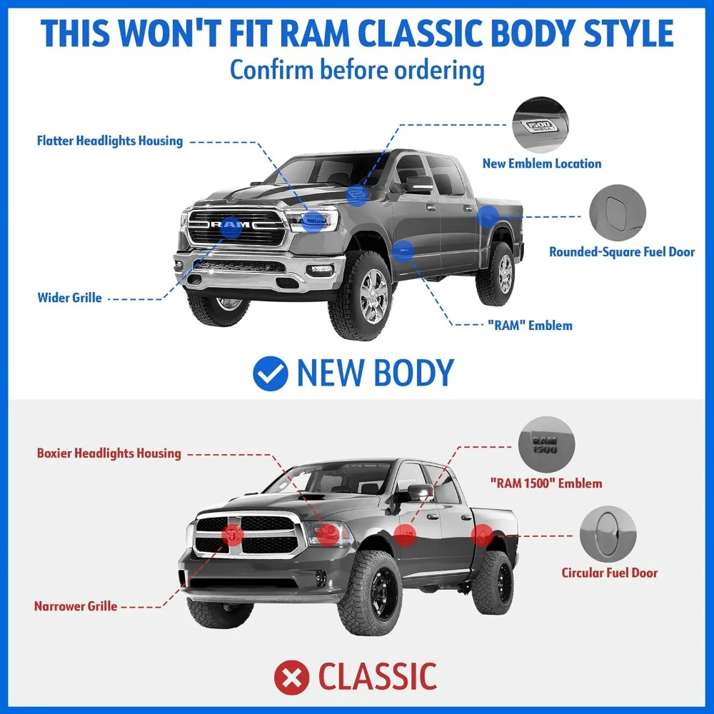 Treeplank compatibel met 2019-2025 Ram 1500 (niet geschikt voor 19-24 Classic), Crew Cab TG-LX3D82358