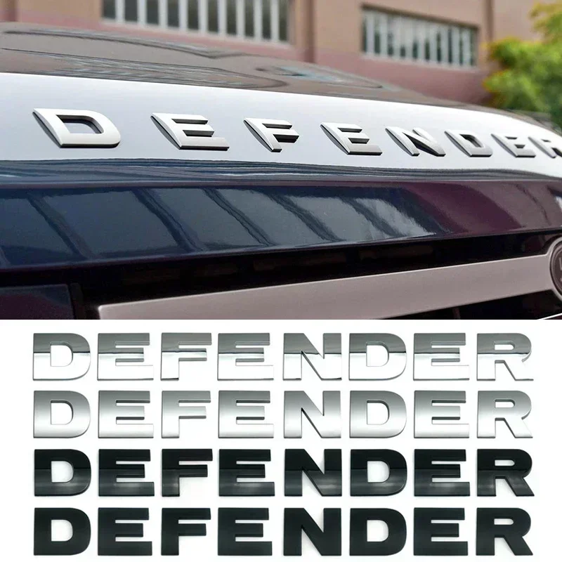 Хромированная 3d буквенная эмблема, передняя крышка капота автомобиля, наклейка на заднюю крышку багажника, наклейка на заднюю дверь для Land Rover DEFENDER, внешняя модификация Хромированная 3d буквенная эмблема, передняя крышка капота автомобиля, наклейка на заднюю крышку багажника, наклейка на заднюю дверь для Land Rover DEFENDER, внешняя модификация