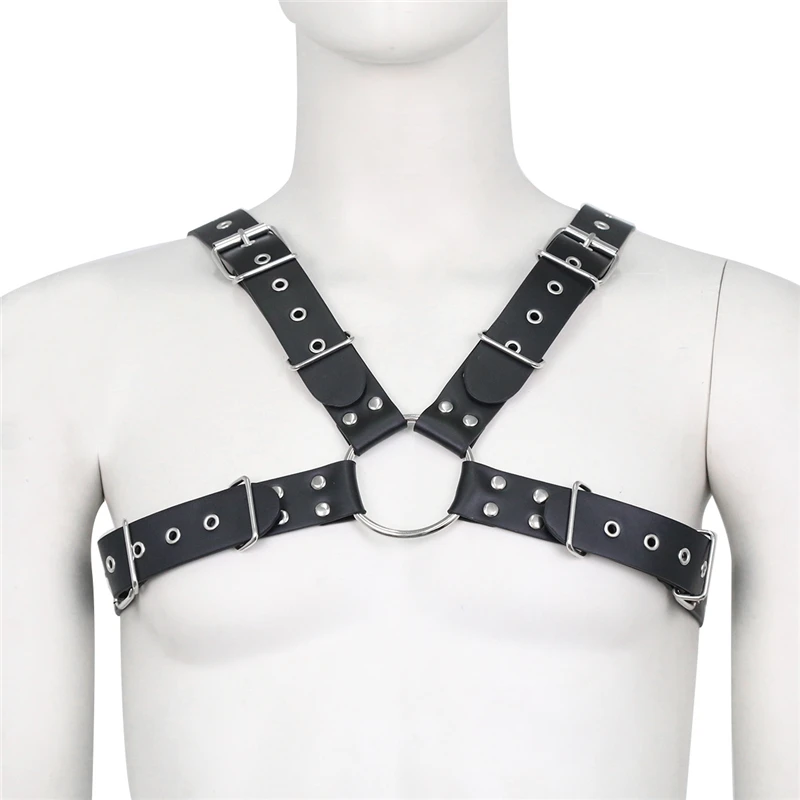 PU Leather Mens Harness Belts Fetish Gay Clothing Male Body Straps Lingerie Punk Rave Shoulder Chest Harness Men Costumes