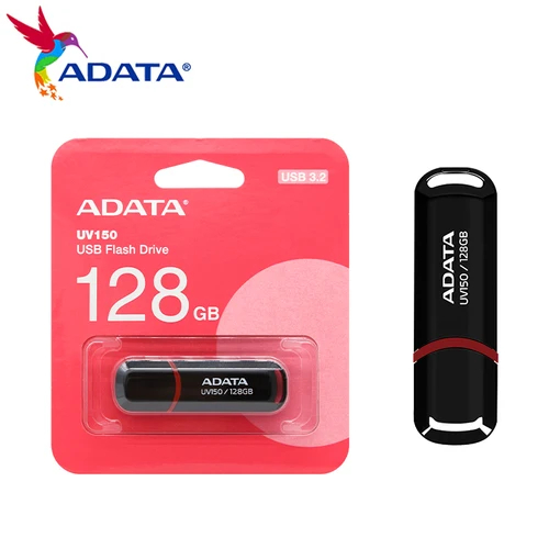 ADATA UV150 USB3.2 Unidad flash USB de alta velocidad Plug And Play Unidad flash USB portátil fácil Negro 256GB 128GB 64GB 32GB