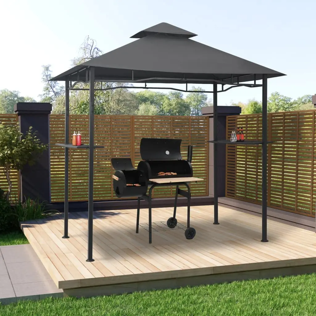 Anthracite BBQ Gazebo Outdoor Cooking, 94.5x59.1x100.4 Inch Steel Frame Flame Retardant Canopy, Patio Shade Shelter, Customized