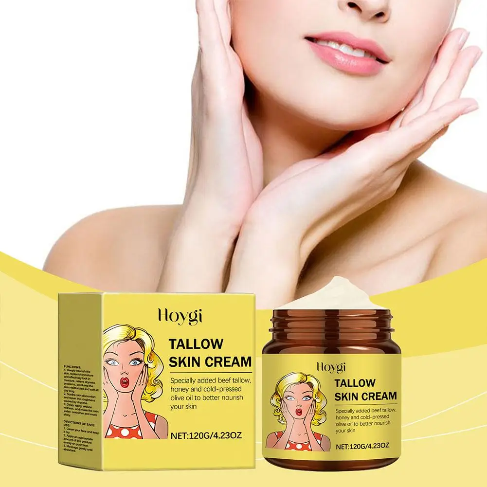 120G Whipped Beef Tallow And Honey Balm Moisturizing Face Cream Tallow Grass Care Face Cream Fed Beef Finished Lotion Body S0X0