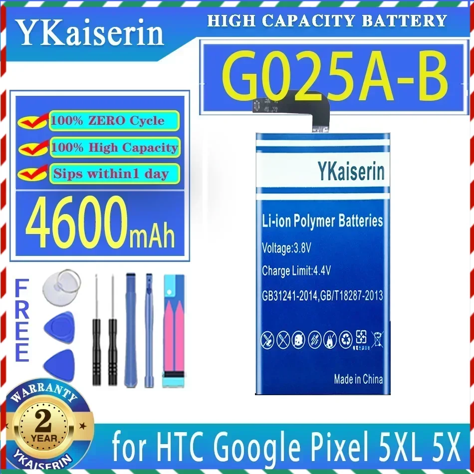 

YKaiserin 4600mAh Replacement Battery G025A-B G025AB for HTC Google Pixel 5XL 5X Mobile Phone Batteries