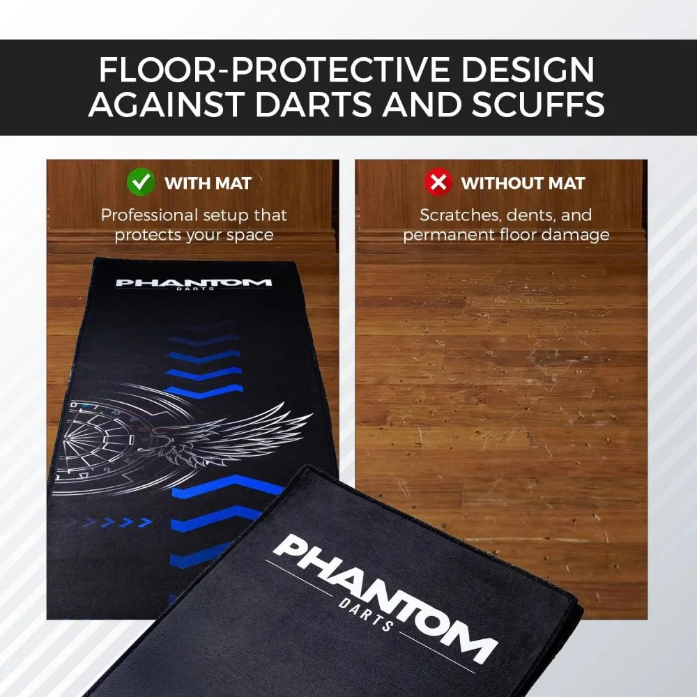 VIKAMA Black Phantom Dartmatte mit offiziellen Distanzmarkierungen, rutschfester Teppich für Zuhause, Bar, Spielzimmer-Dekoration – Detail 4