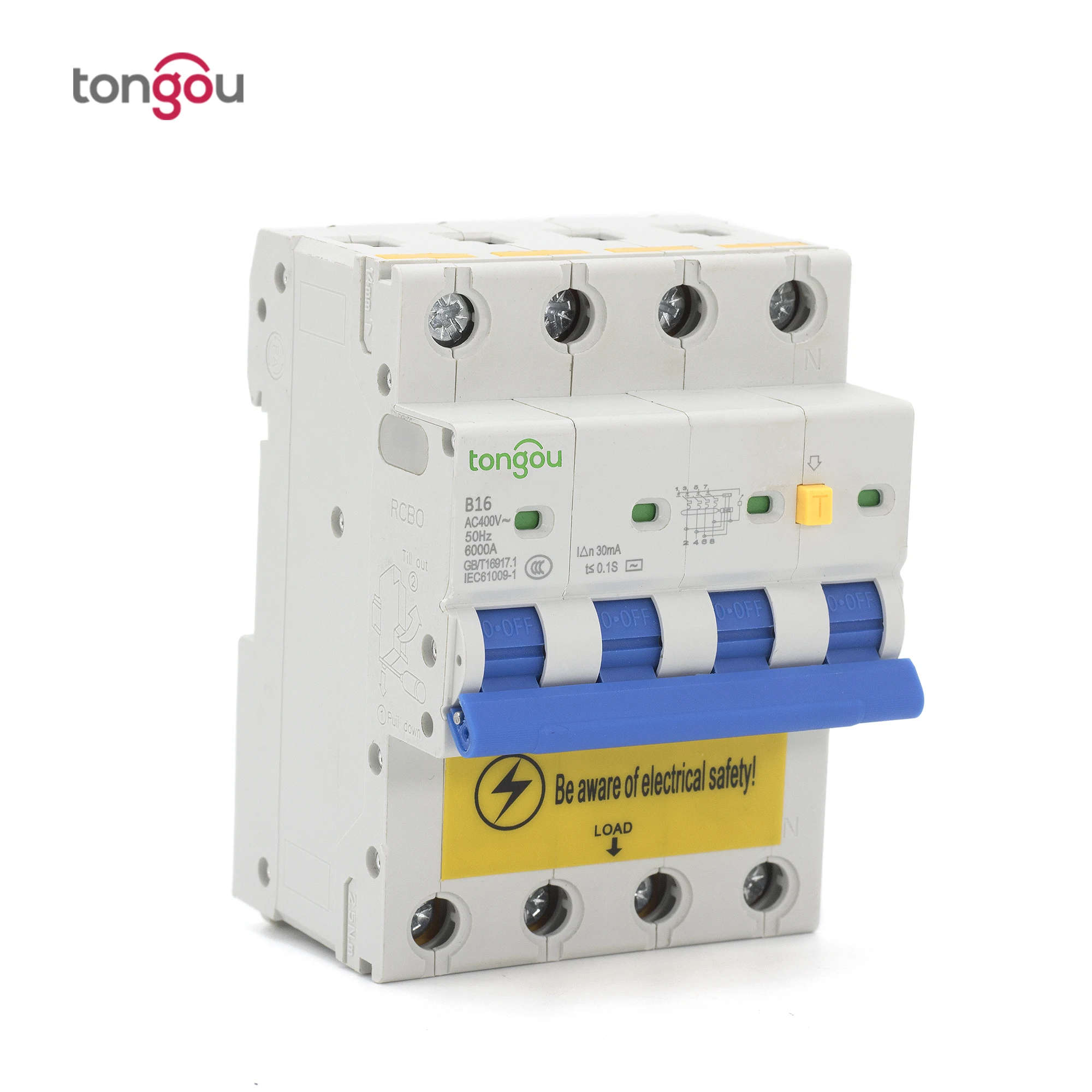 TONGOU RCBO 25A 30mA 3P+N 72mm Circuit Breaer RCCB And MCB