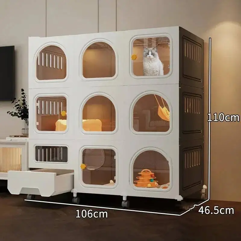 Home Transparent Indoor Cat Cat Cages Multi-storey Villa Litter One Super Large Space Cat Cage House with Pulley Pet Product