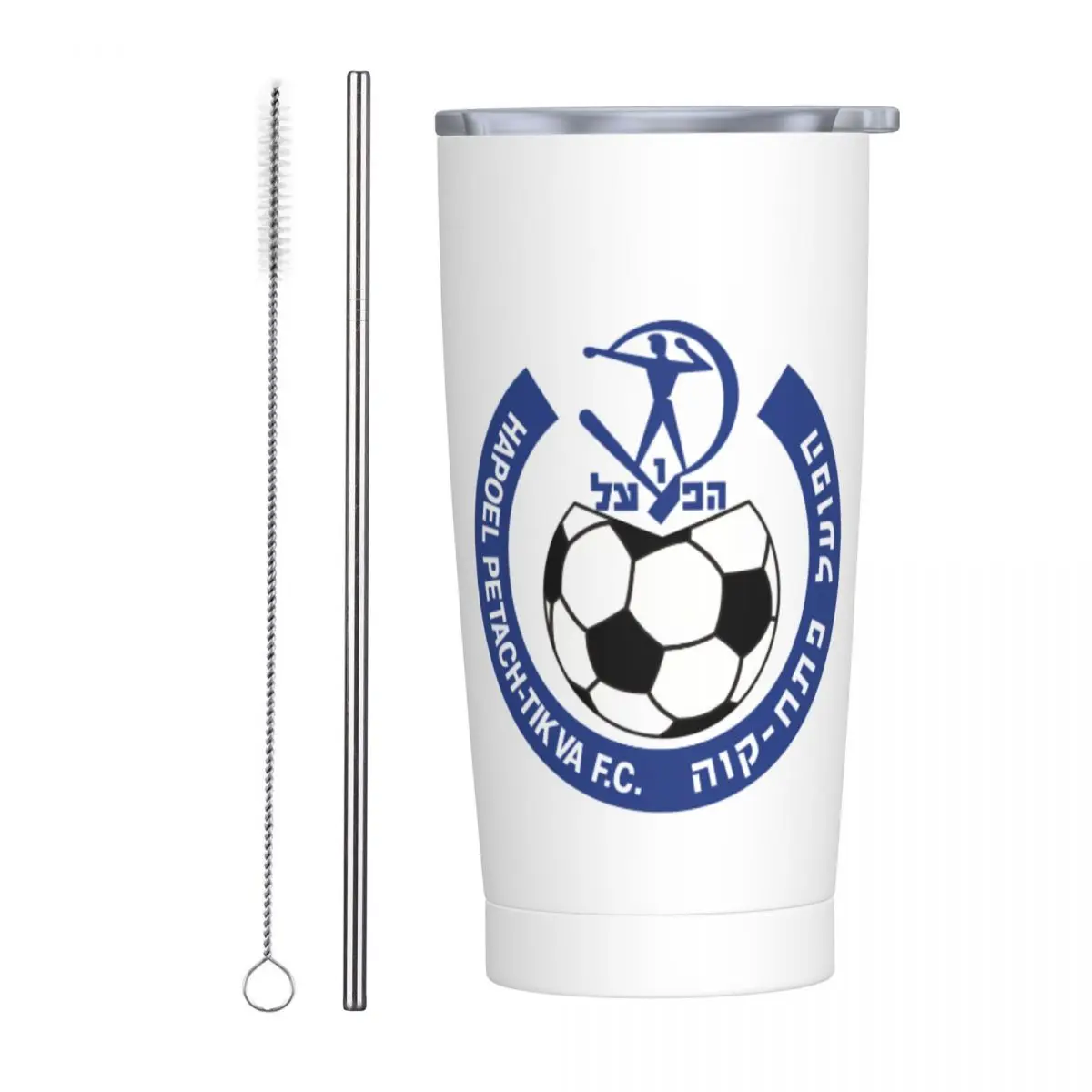 Hapoel Petah Tikva Insulated Tumbler, 20oz Tumbler with Lids and Straws Stainless Steel Vacuum Travel Mug Coffee Cup