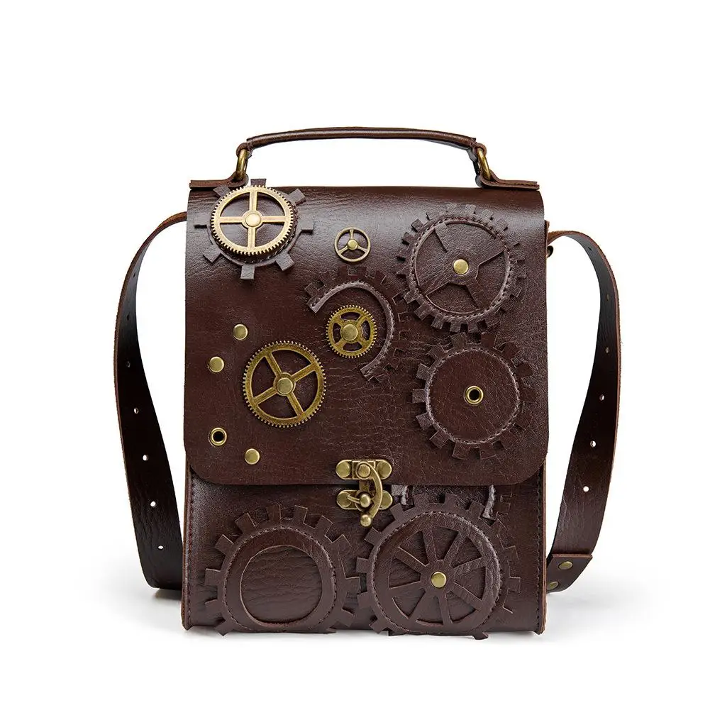 Steampunk Retro Style Women's Bag One Shoulder Bags Motorcycle Messenger Bag Card Holder Wallet Handbag Crossbody Purse