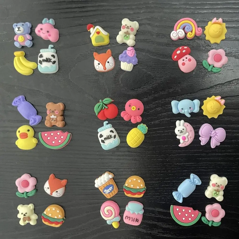 

4Pcs/Pack DIY Decoration Water Cup Stickers Refrigerator Toy Accessories 3D Cartoon Sticker Hard Resin Soft Rubber Random Style