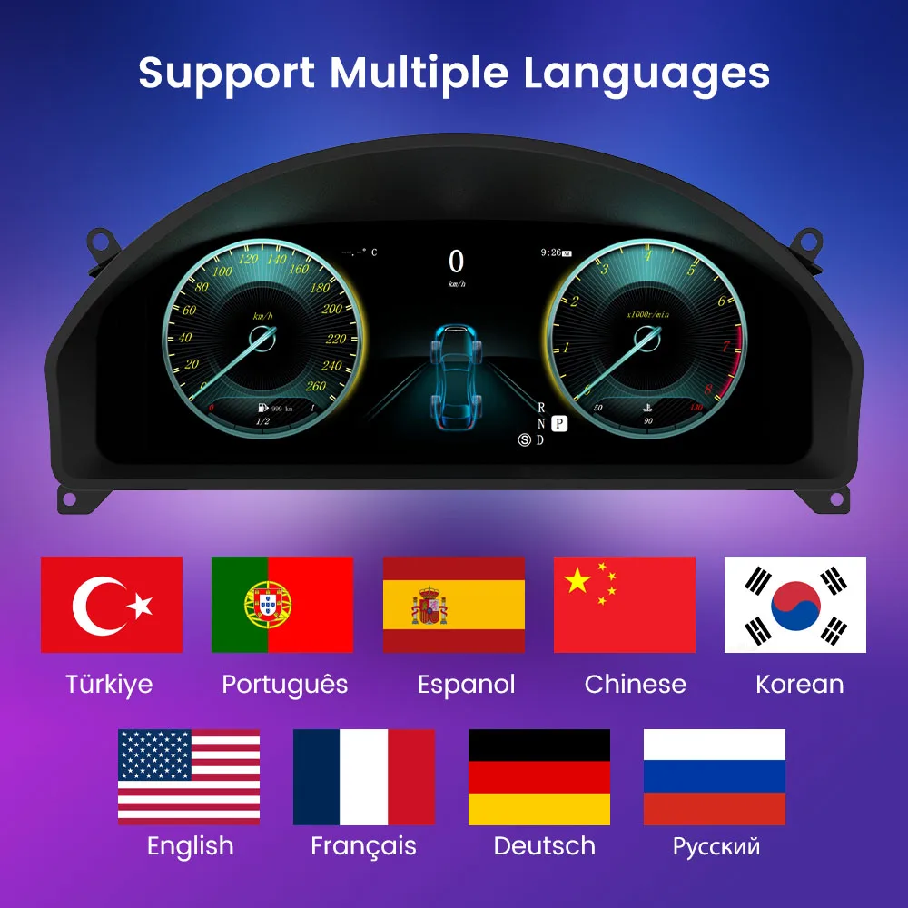 

12,3-дюймовый ЖК-дисплей, автомобильная цифровая приборная панель, кластер для Mercedes Benz GLK NTG4.0/4,5 2008-2015, обновление виртуальной приборной панели, спидометр