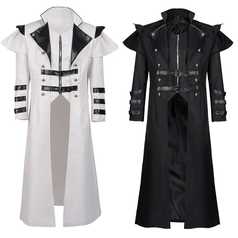 

loween Sle Long Coat Men's Punk Gothic Costume Outerwear Retro Medieval k Theme Clothing Spring 2025 China