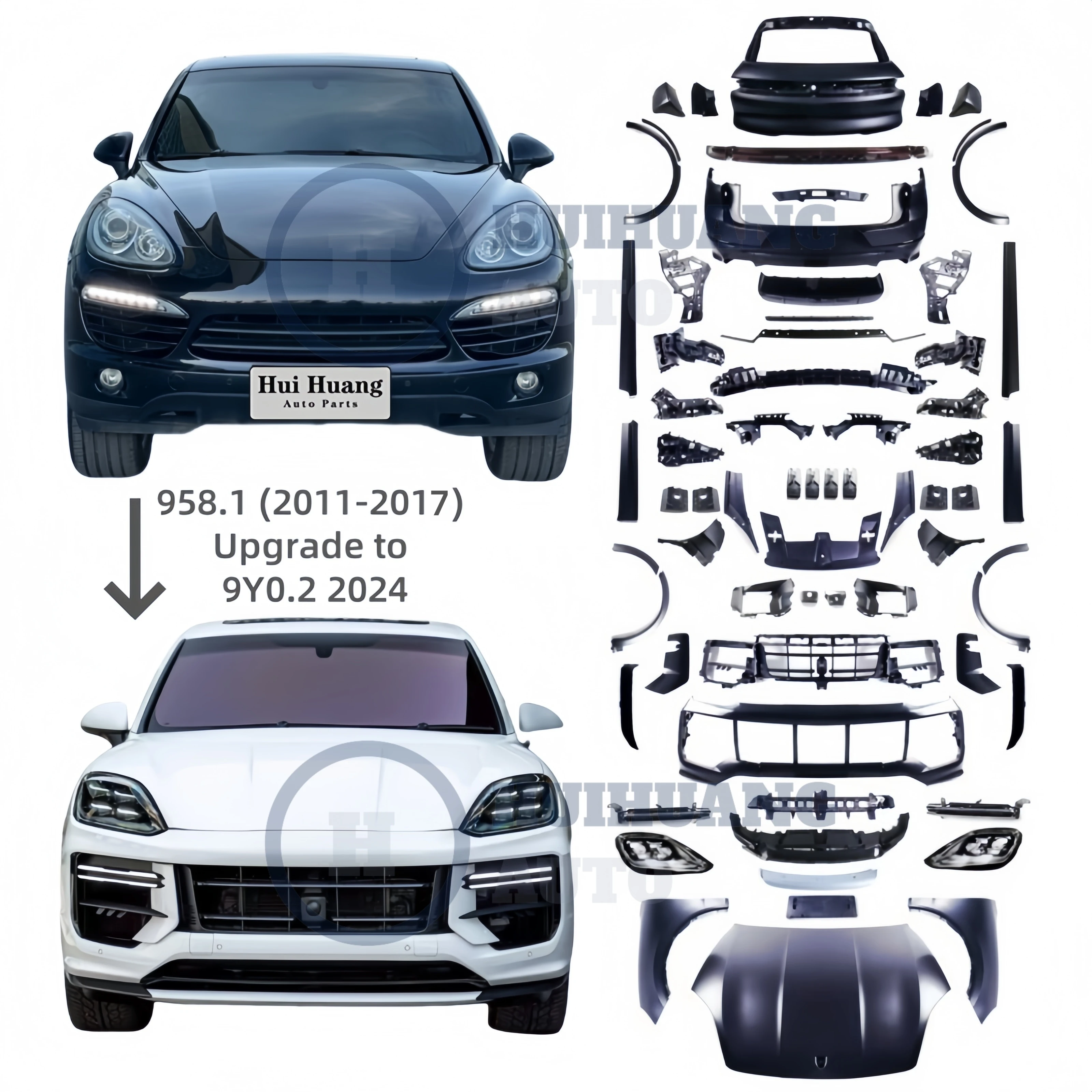 Высококачественные автоаксессуары 2024, стильные обвесы для Porsche Che Cayenne 958.1 2011-2014, обновление до 9Y0.2, автомобильные бамперы