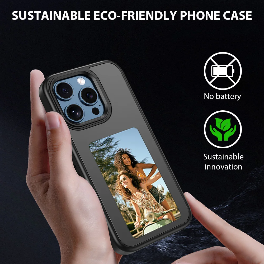 Smart NFC Function 4 Color Phone Cases For iphone 16 Pro Max ink Screen DIY Wireless Transmission Screen Projection Phone Case