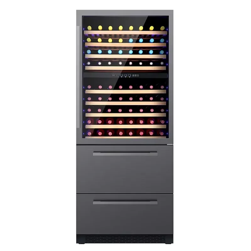 600L Stainless Steel Wine Cooler 3 Zone Wine Fridge with Light Glass Door Large Capacity Beverage Chiller for Home Bar Club