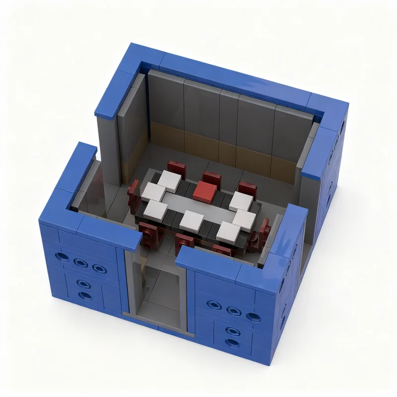 252pcs MOC Conference Room Blue Prince Icons Model Building Blocks Toys Architecture Christmas Gifts Brick Creative Idea DIY
