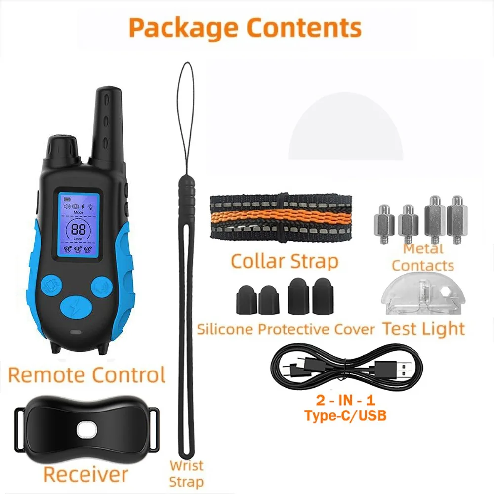 

Перезаряжаемый ошейник для дрессировки собак с дистанционным управлением на 3300 футов, водонепроницаемый (IPX7), электрический ошейник для животных с цветным экраном, светом, звуковым сигналом и вибрацией