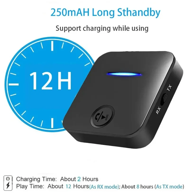 Bluetooth Transmitter Receiver Audio Adapter 5.4 2 in 1 Mic Call for Car Speaker Wireless Hands Free Dongle Universal