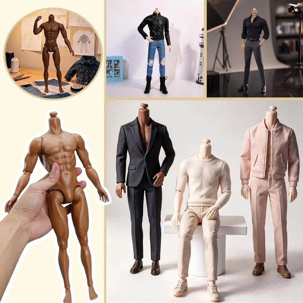 30cm Moveable Jointed Body White/Normal/Tan 1/6 BJD Boy Body Strong Man Multi-Joints Male Model Normal Skin Boyfriend Mannequin
