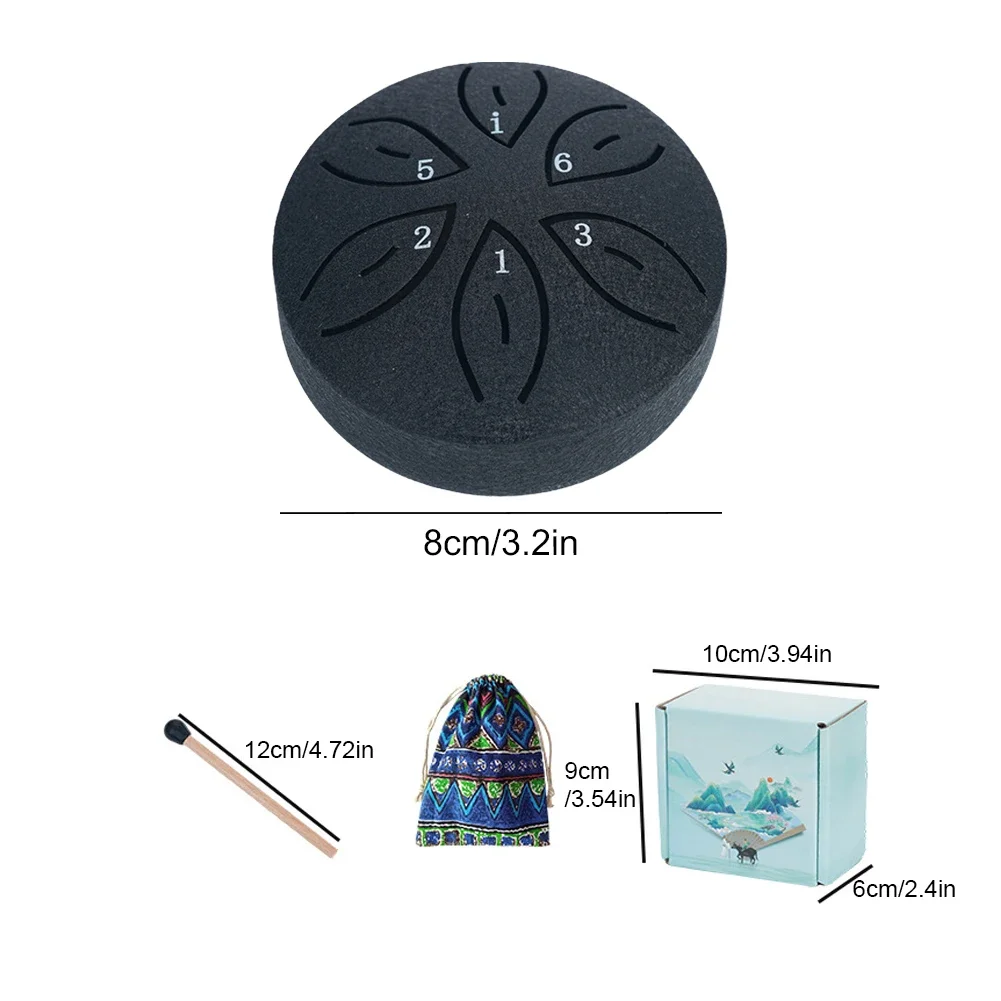 3 Inch 6-Tone Steel Tongue Drum Mini Hand Pan Drums with Drumsticks Rain Drum for Yoga Meditation Instrument Drum Accessories