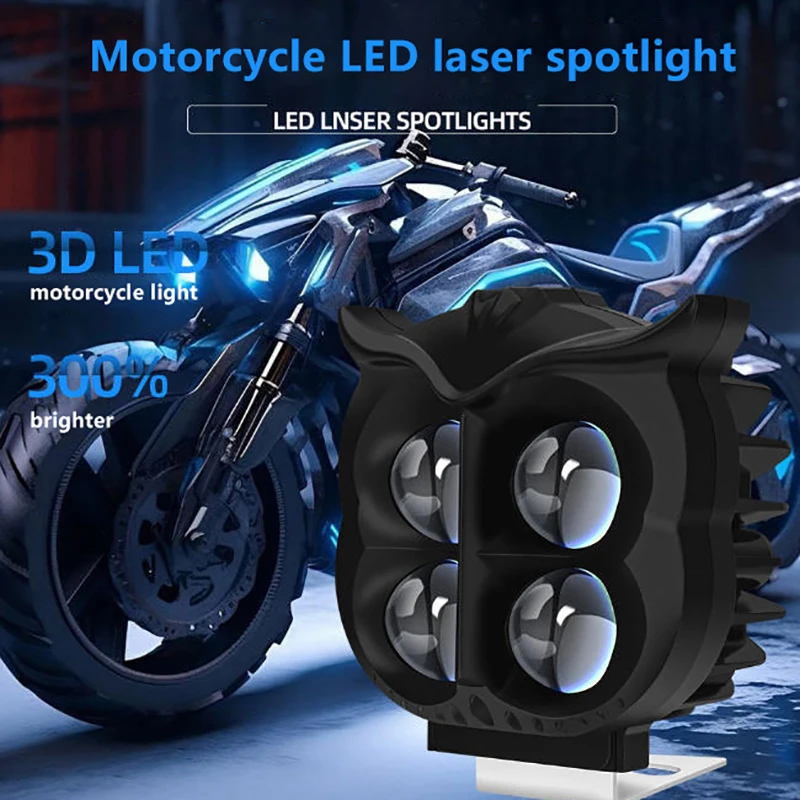Owl Motorcycle Auxiliary Lights Fog: Light Projector Lens Spotlight Scooter Motorbike Head Light Driving Lamp