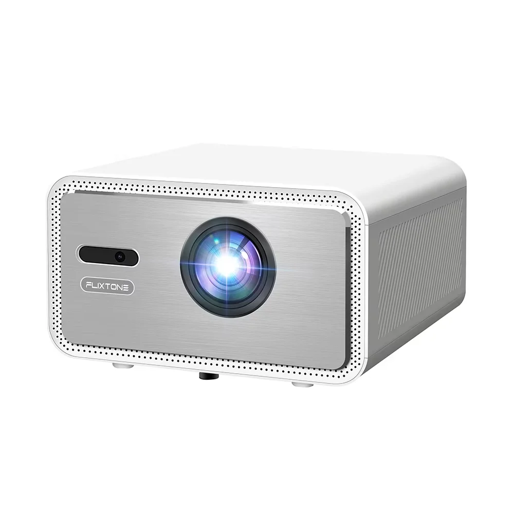 Flixtone D9W Mini HDR10 Projektor 2500 ANSI Full HD 1080P 4K Beamer für Familienfeiern und Outdoor-Kino, Unterstützt Rot-Blau 3D, WLAN, Android, Spiele-Projektor