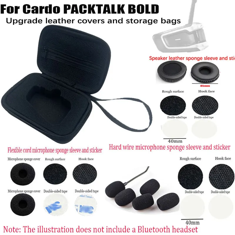 For Cardo PACKTALK BOLD motorcycle helmet Bluetooth intercom Storage bag And headphones upgrade leather cover microphone sponge