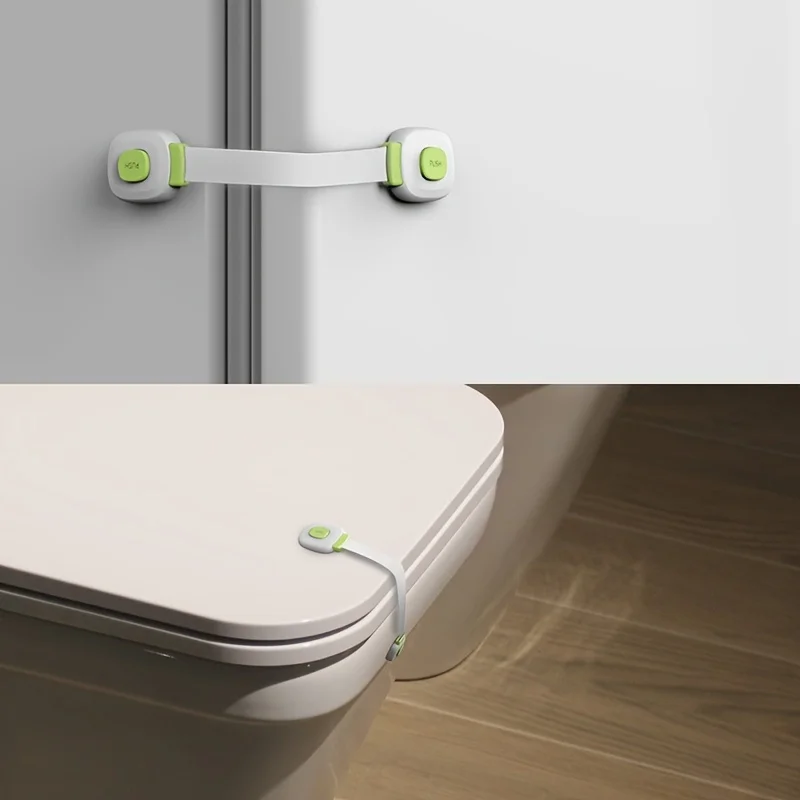 1pc Motorhome Plastic Safety Lock No Drilling Adhesive Fixation Drawer Door Lock Double Snap Refrigerator Door Lock RV Parts