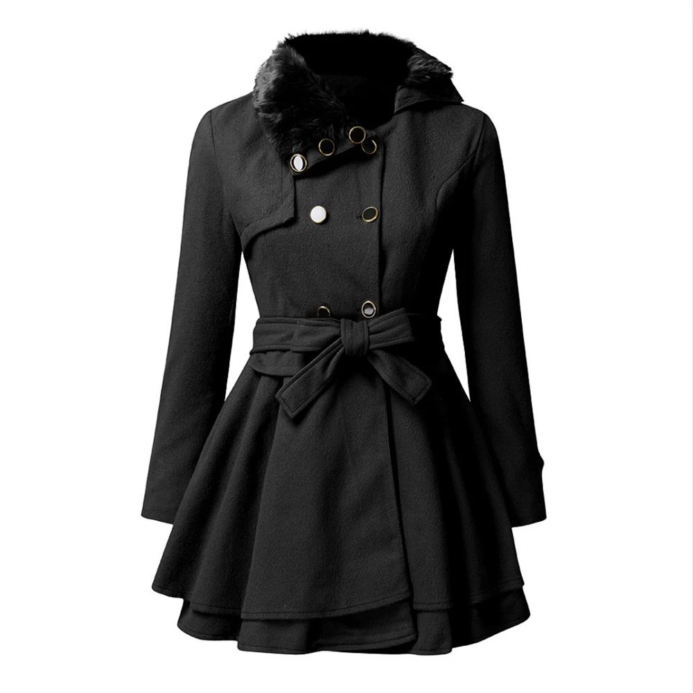 Women Trench Coat Double Breasted Oversize Coat Belt Autumn Winter Wrap Coat Korean Style Slim Lapel Overcoat Jacket