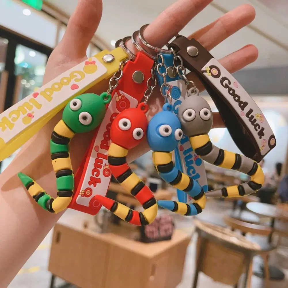 Silicone Snake Lucky Pendant Jewelry Bag Charm Rainbow Snake Keychain Cartoon Ins Zodiac Snake Year Key Ring Children Gifts