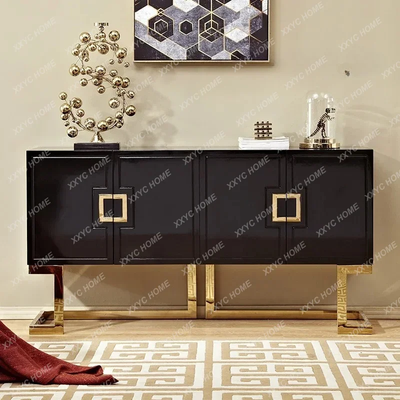 XX  Medieval Black Paint Dining Side Cabinet Modern Simple Storage Cabinet
